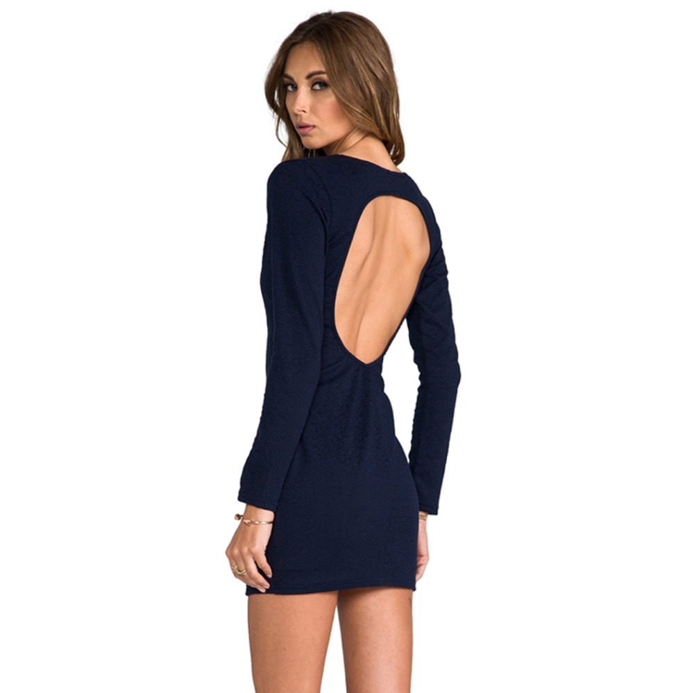 Navy Revolve Backstage Alice Dress with open back
